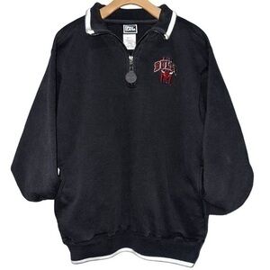 Pro Player Vintage Men’s Size L Black Pique NBA Chicago Bulls 1/4 Zip Sweatshirt